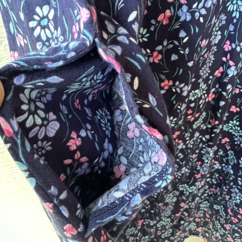 Aria Collection Women's XL Navy Floral Round Neck Short Sleeve Cotton Nightgown - Picture 4 of 9
